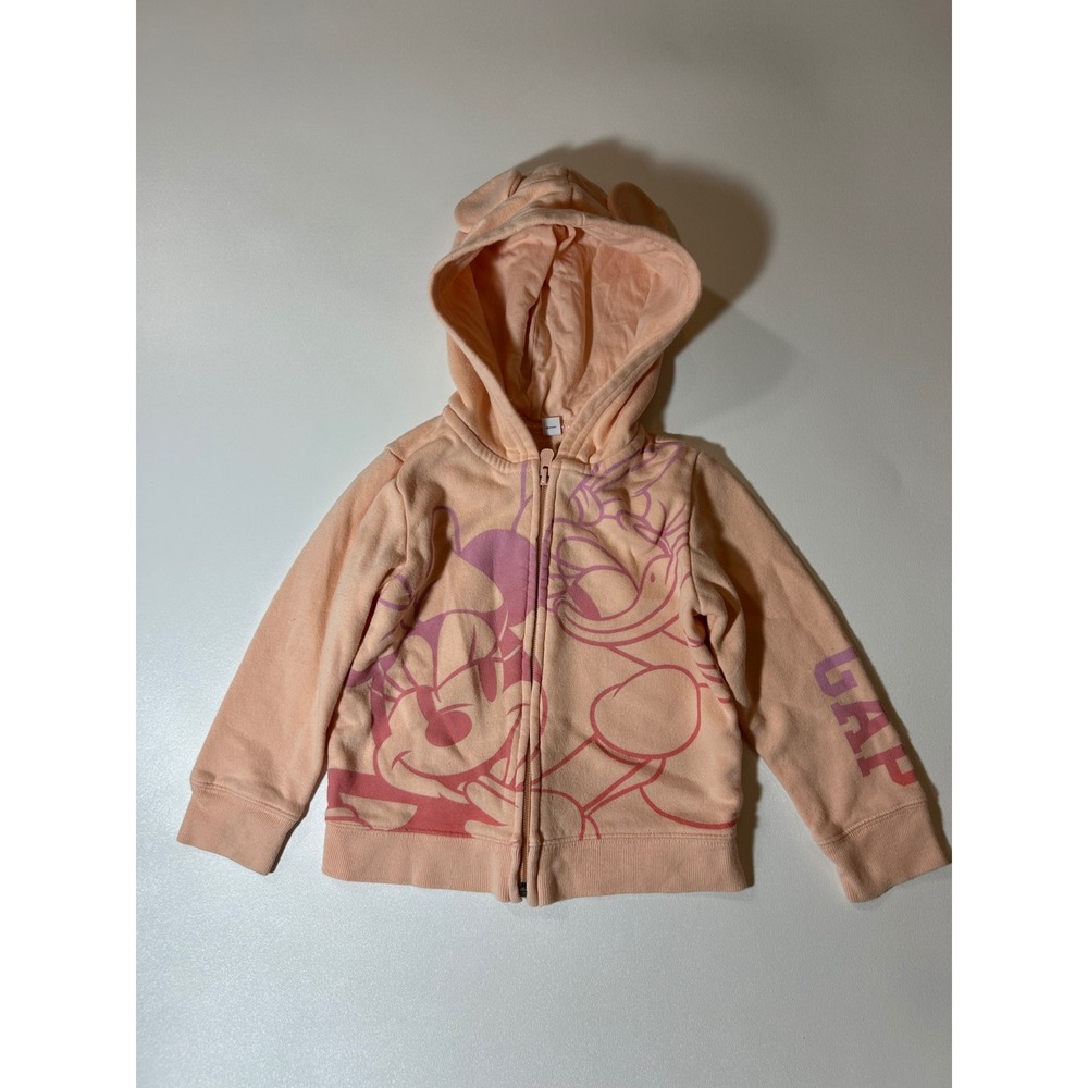 Gap Disney Minnie Mouse Hoodie Toddler 4T Peach Good Zip Up Ears Logo